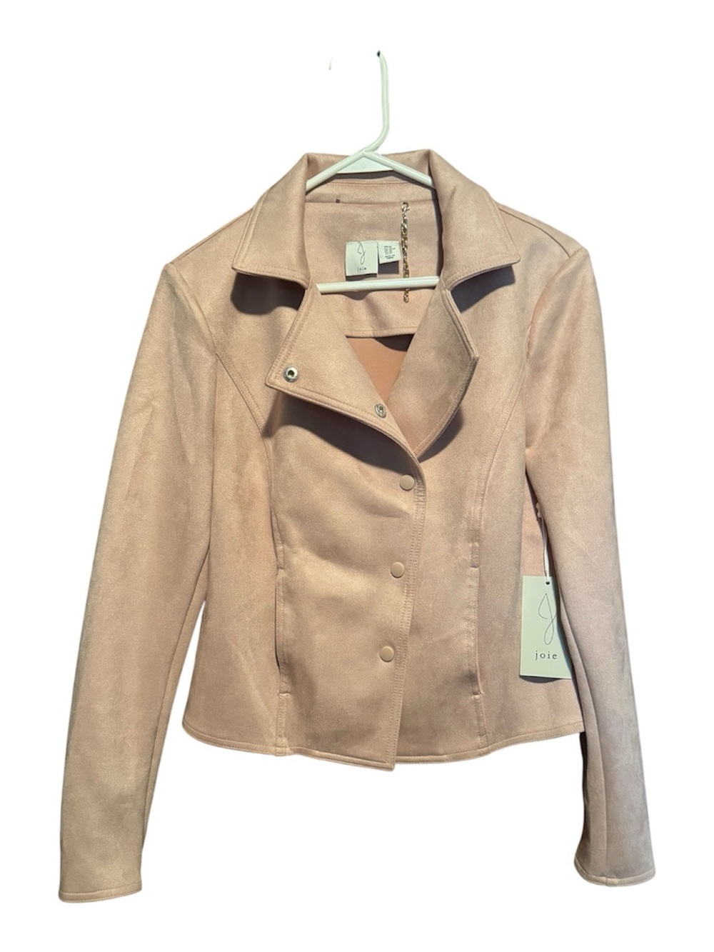 Joie Pale Pink Faux Suede Moto Jacket NWT Size M - Picture 2 of 7